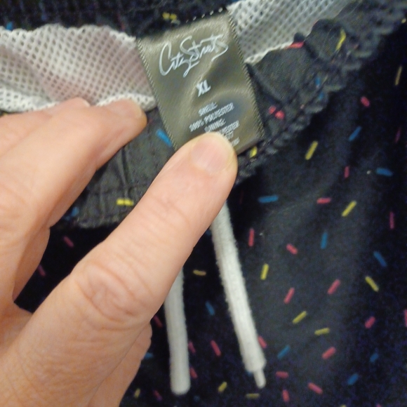 City Streets Mens XL Swimming Trunks Black With Multi Color Netting Inside... - Picture 6 of 7